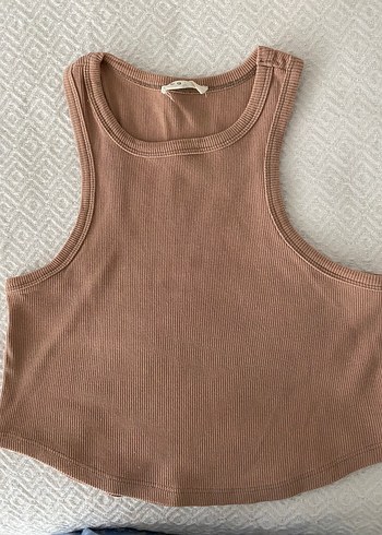 Bej Kadın Kolsuz Crop Top