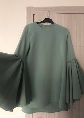 Diğer Yeşil Midi Uzun Kollu Salaş Tunik