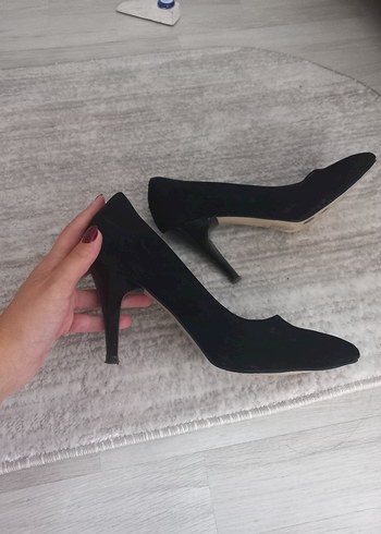 38 Beden Siyah Minimalist Topuklu Stiletto