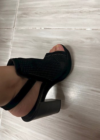 Kadın Siyah Kareli Platform Topuklu Ayakkabı - Görsel 2