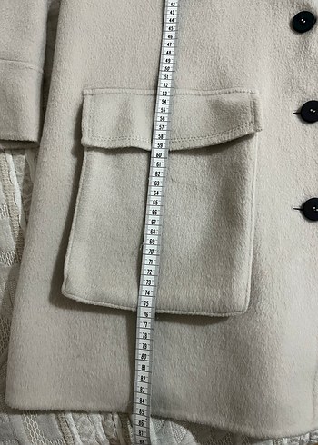 Düğmeli Bej Midi Kadın Kaban - Görsel 3