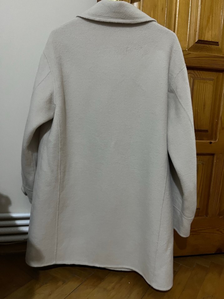 Düğmeli Bej Midi Kadın Kaban - Görsel 2