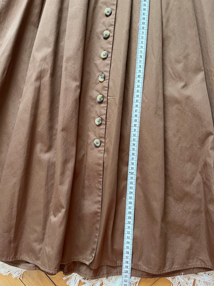 Düğmeli kahverengi Uzun Elbise - Görsel 4