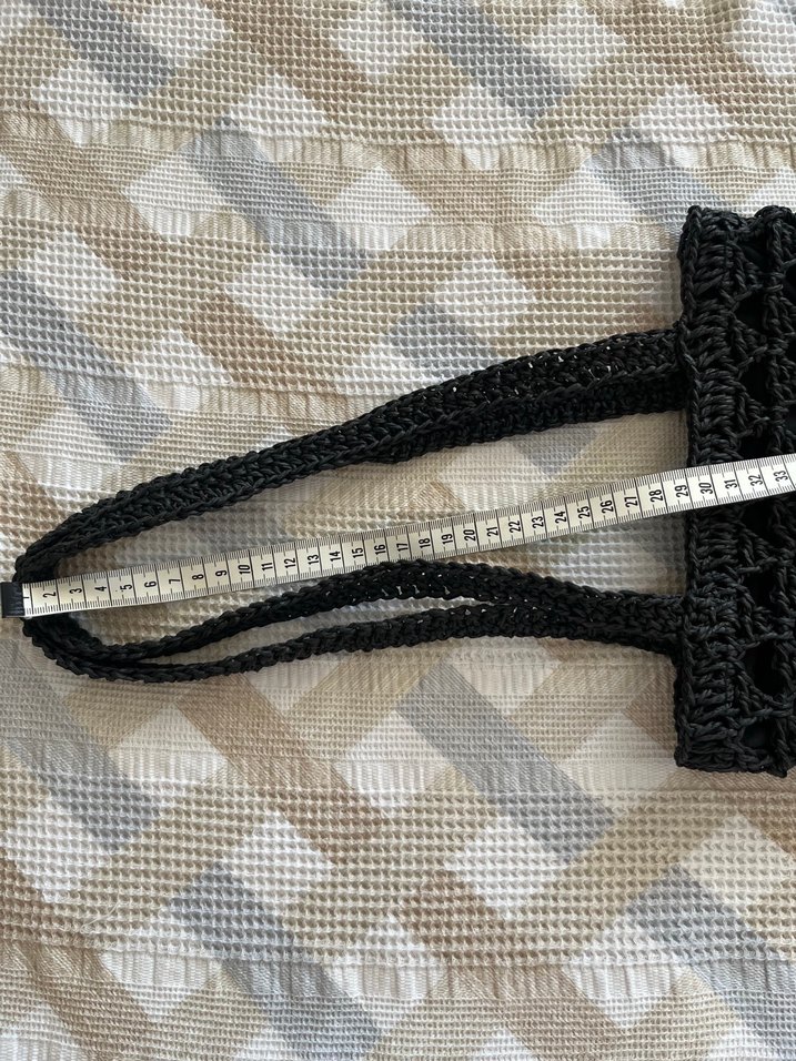 Kağıt ipten Siyah Örgü Kadın Çanta - Görsel 3