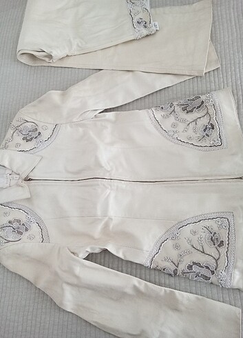 Vintage İtalyan orijinal pantolon ceket deri bayan takımı 