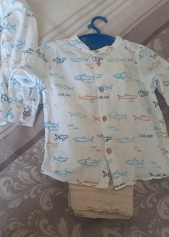 Mavi Baskılı Bebek Önlüğü 12-18 Ay - Görsel 2