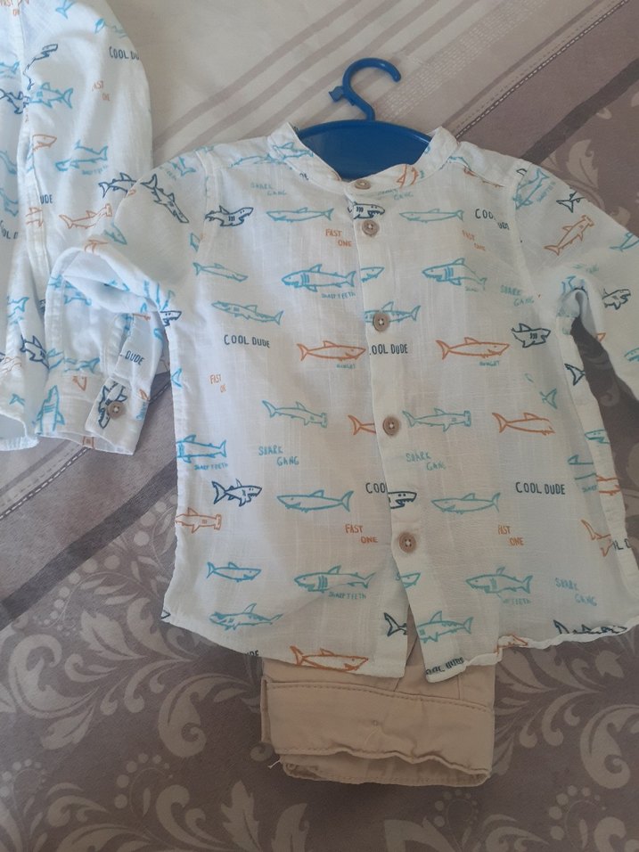 Mavi Baskılı Bebek Önlüğü 12-18 Ay - Görsel 2