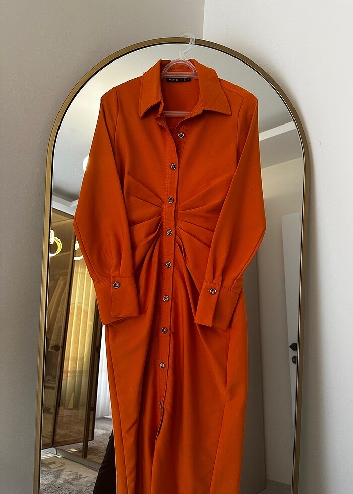 Uzun Turuncu elbise - Görsel 2