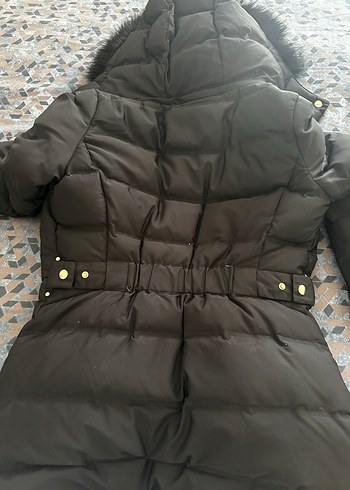 ZARA-Siyah Kadın Midi Kaban, Kürklü, Yüksek Yaka - Görsel 5