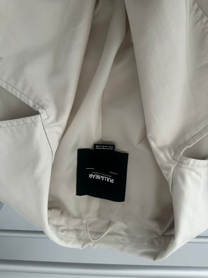 Bej Kadın Uzun Trençkot Şeffaf Detaylı - Görsel 2