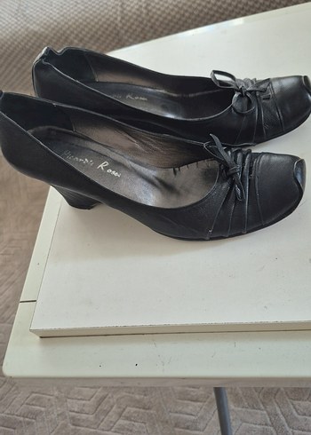 40 Beden Siyah Topuklu Goth Ofis Ayakkabısı