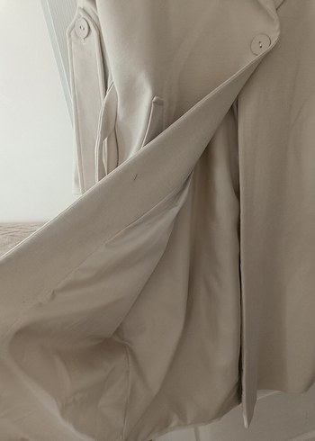 Bej Düğmeli Uzun Kadın kaban - Görsel 6