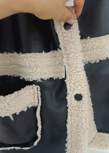 Kürklü Siyah Deri Kadın Ceket - Görsel 5