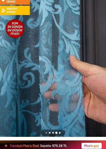 Modern Klasik Mavi Batik Desen Perde - Görsel 2