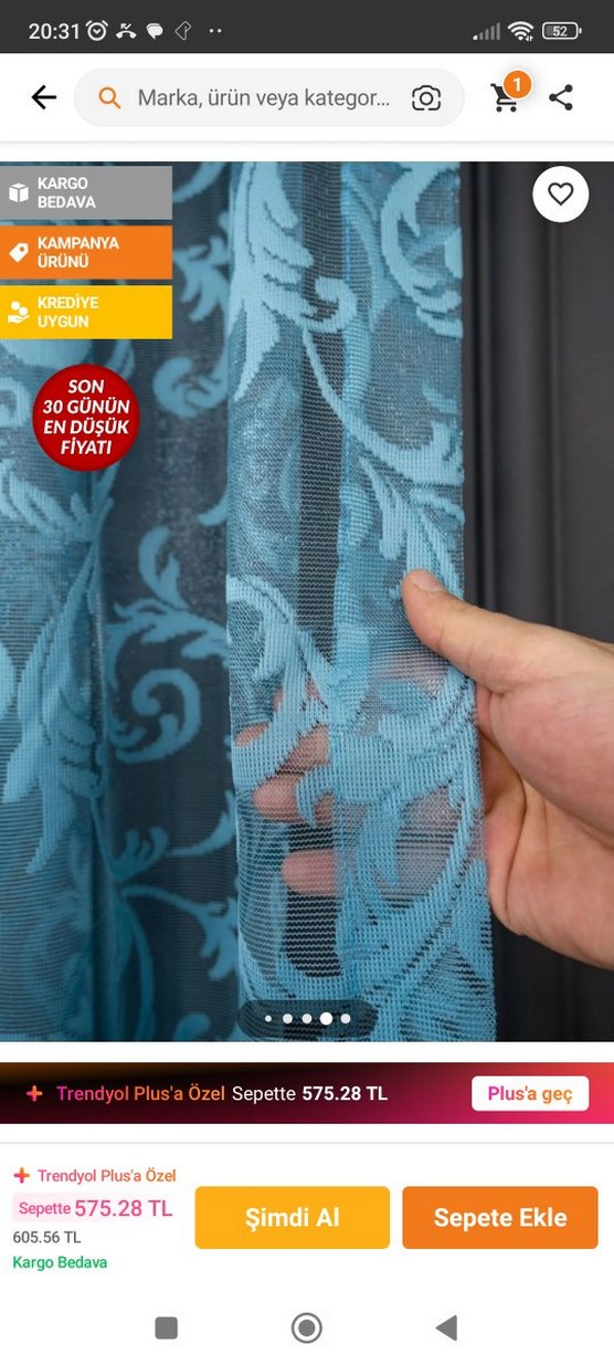 Modern Klasik Mavi Batik Desen Perde - Görsel 2