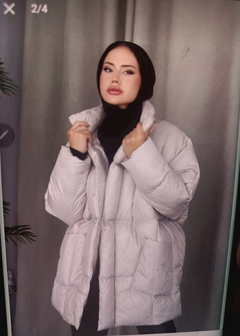 Beyaz Puff Mont, Yüksek Yaka, Salaş Kesim - Görsel 2