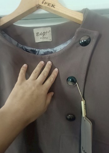 Düğmeli Kadın Süet Midi Bej Kaban - Görsel 2