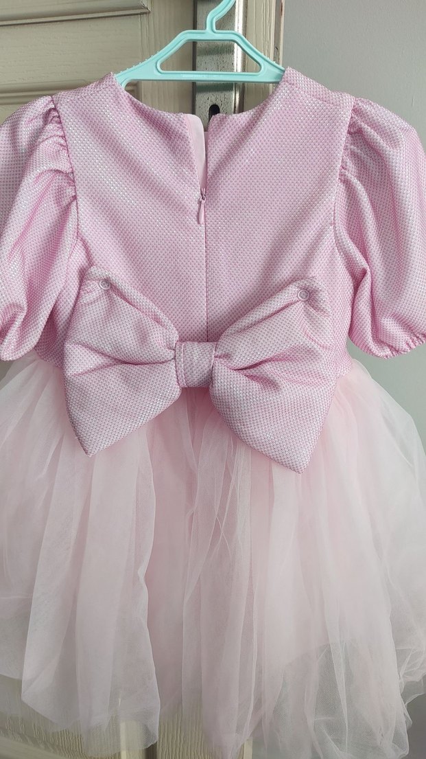 Kız Çocuk Pastel Pembe Kabarık Tül Elbise - Görsel 2