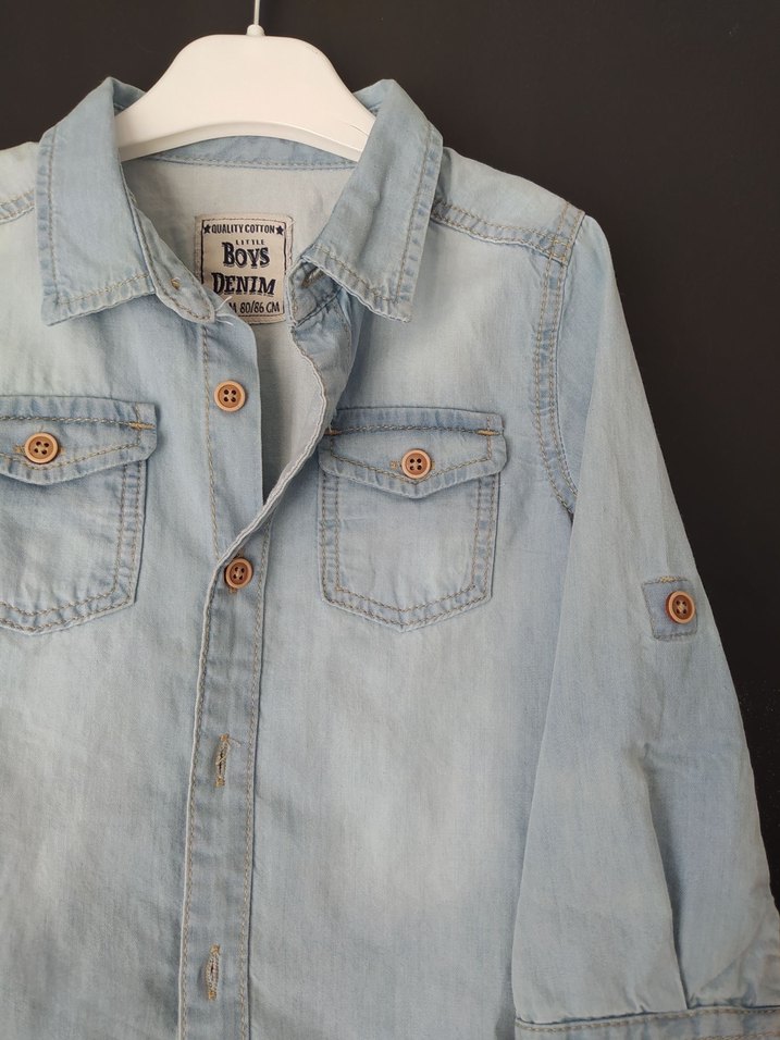 Erkek Çocuk Uzun Kollu Denim Gömlek - Görsel 3