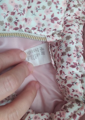 H&M Kız Çocuk Pembe Desenli Fermuarlı Mont
