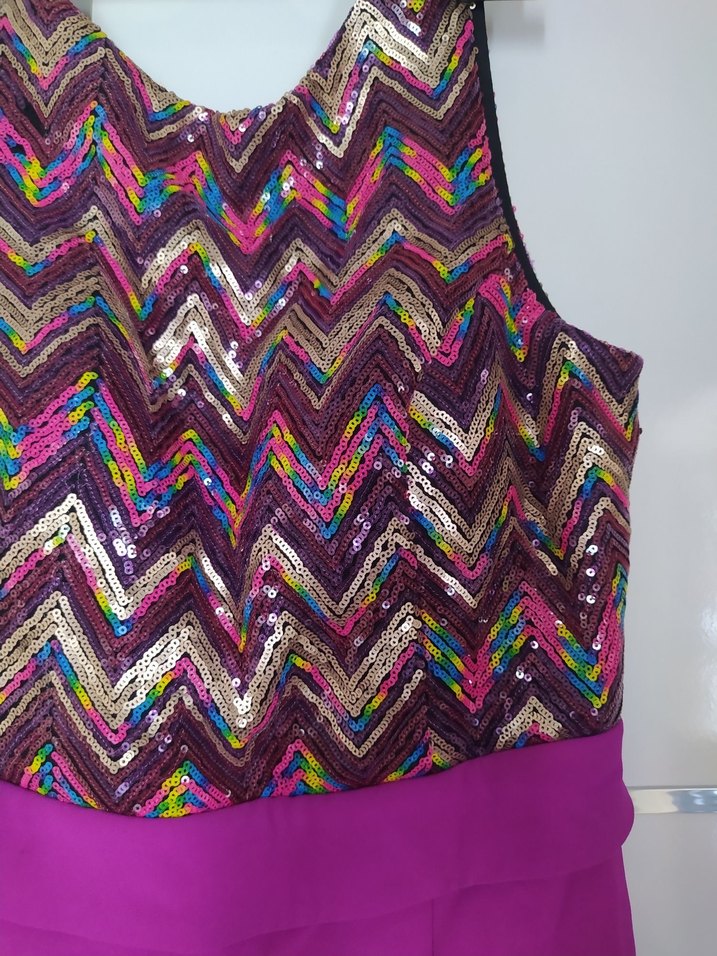 Uzun Mor Renkli Drapeli Kadın Abiye Elbise - Görsel 4