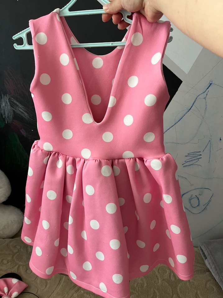 Puantiyeli Pembe Kız Elbise - Görsel 2