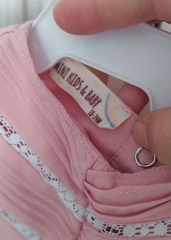 18-24 Ay Beden Pembe Pamuklu Fırfırlı Kız Çocuk Elbise