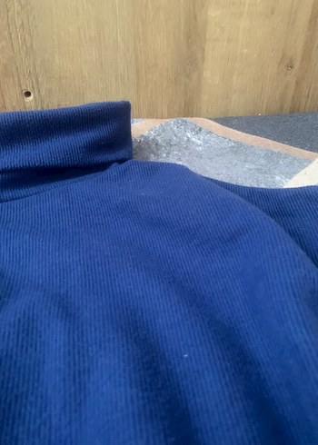 Yüksek Yaka Mavi Kadın Sweatshirt - Görsel 3