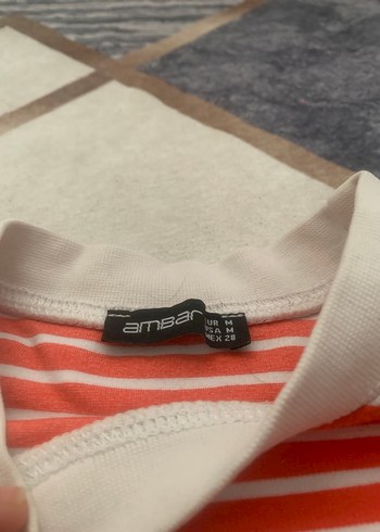 Turuncu  Çizgili Uzun Kollu Triko Kazak - Görsel 3