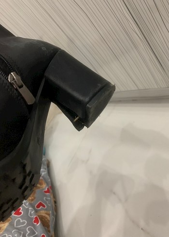 Fitbas Siyah Kadın Bot Blok Topuklu Fermuarlı - Görsel 6