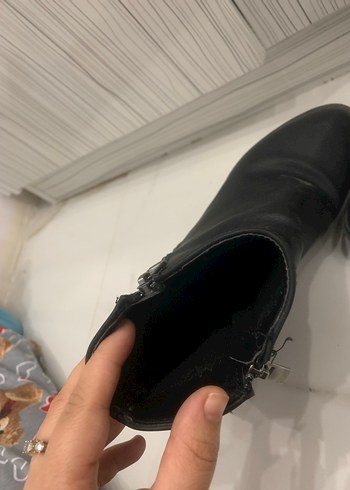 Fitbas Siyah Kadın Bot Blok Topuklu Fermuarlı - Görsel 3