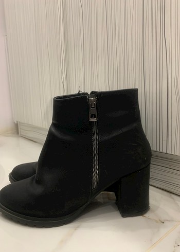 Fitbas Siyah Kadın Bot Blok Topuklu Fermuarlı - Görsel 5