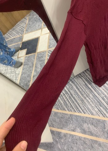 Bordo Uzun Kollu Salaş Triko - Görsel 2