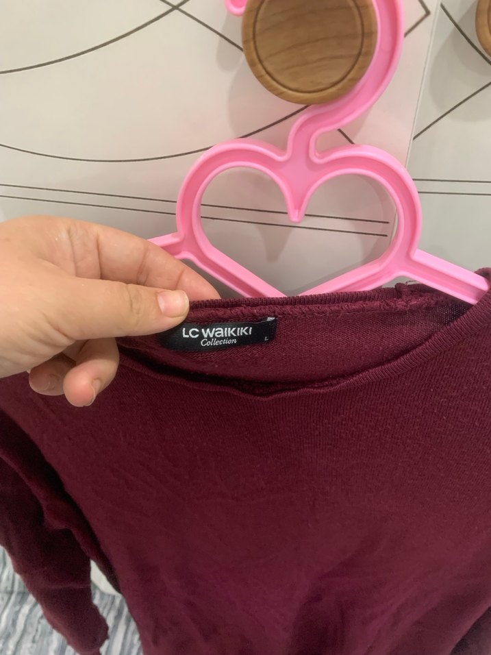 Bordo Uzun Kollu Salaş Triko - Görsel 3