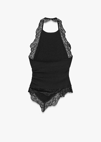Zara Dantel Detaylı Siyah Halter Yaka Bustiyer - Görsel 2