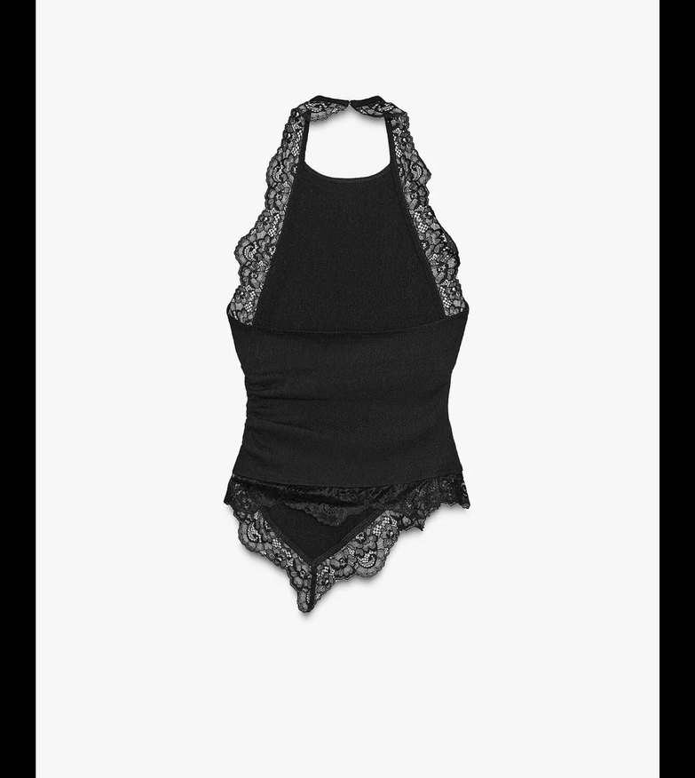 Zara Dantel Detaylı Siyah Halter Yaka Bustiyer - Görsel 2