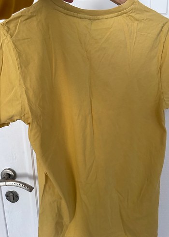 m Beden Sarı Baskılı Pamuklu Erkek T-shirt