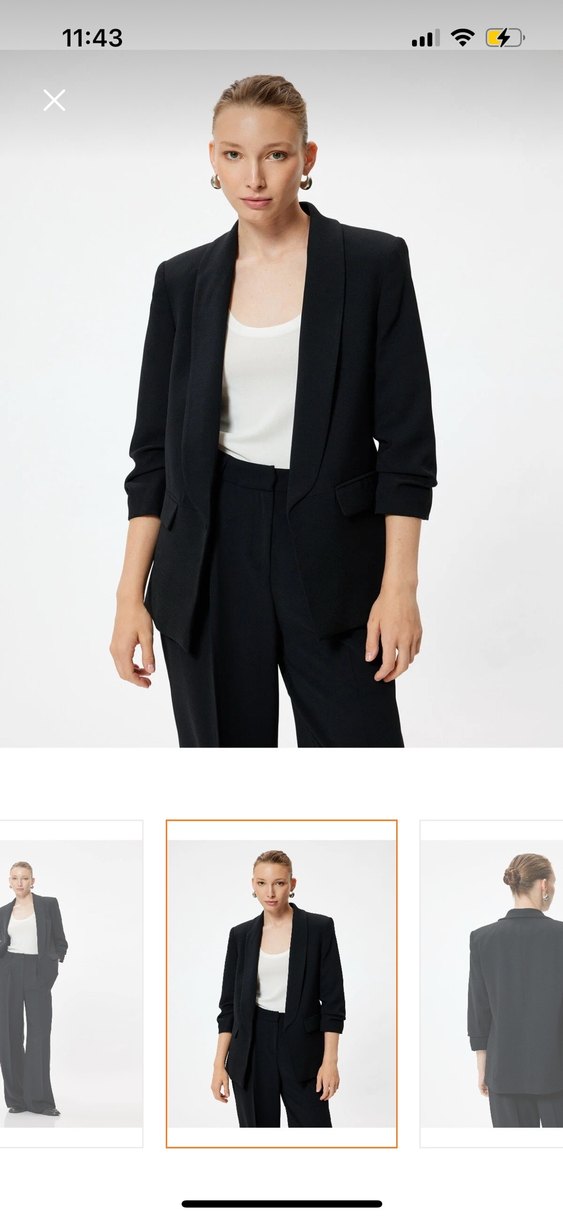 Siyah Kadın Ofis Blazeri, Normal Boy, Notch Yaka - Görsel 3