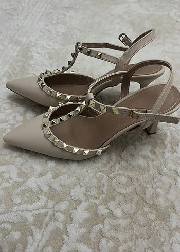 Bej Süet Toka Detaylı Stiletto HİÇ GİYİLMEMİŞTİR - Görsel 4