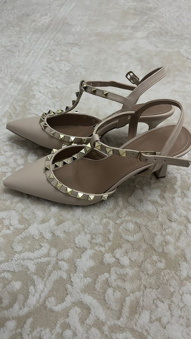 Bej Süet Toka Detaylı Stiletto HİÇ GİYİLMEMİŞTİR - Görsel 4