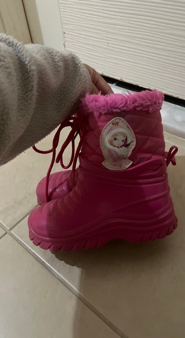 Kız Çocuk Pembe Kürklü Lastik Bot - Görsel 2