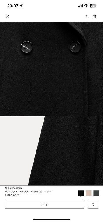 s Beden siyah Renk Zara oversize kaban