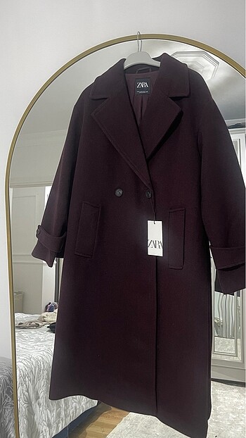 xs Beden bordo Renk Zara oversize kaban