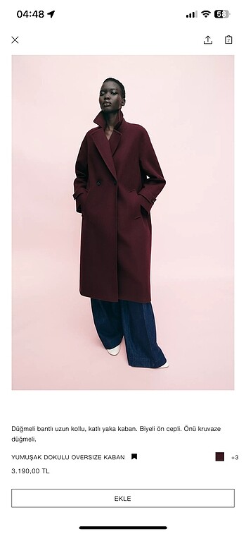 Zara oversize kaban