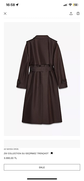xs Beden ZARA KAHVERENGİ TRENÇKOT