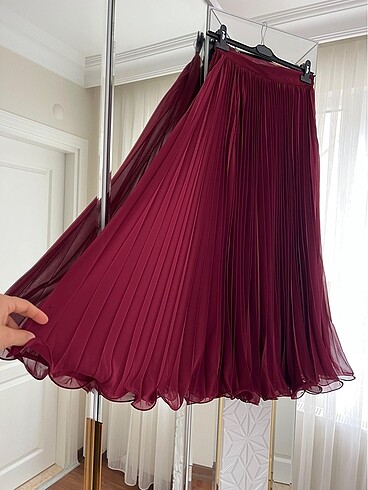 s Beden bordo Renk BORDO PİLİSELİ ETEK