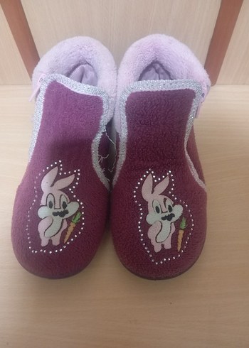 Kız Çocuk Mor Nakışlı Sıcak Ev Terliği - Görsel 2