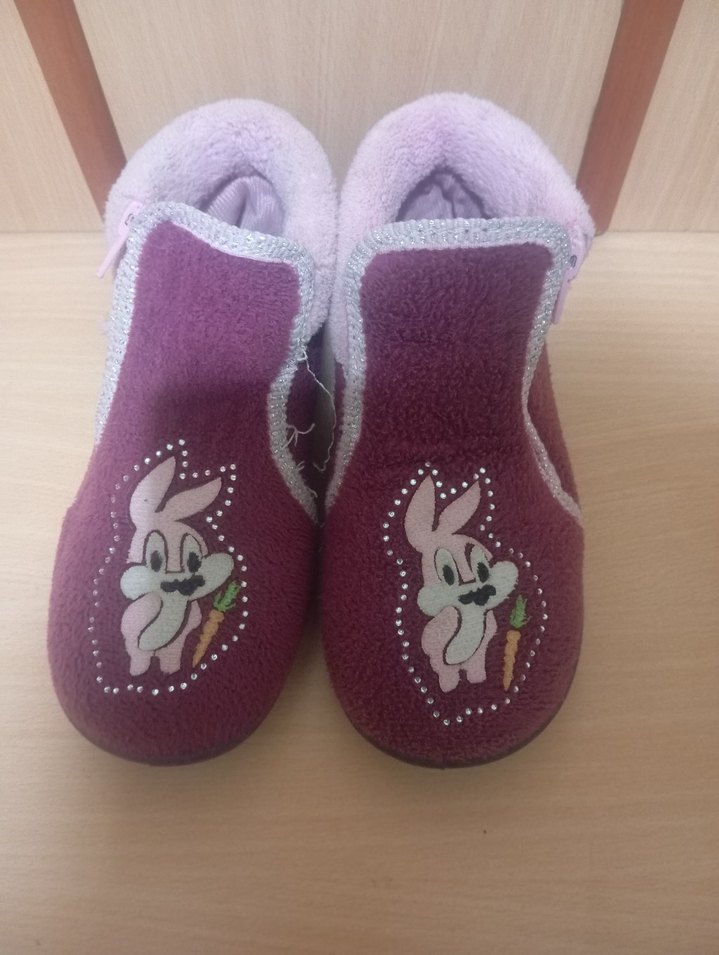 Kız Çocuk Mor Nakışlı Sıcak Ev Terliği - Görsel 2