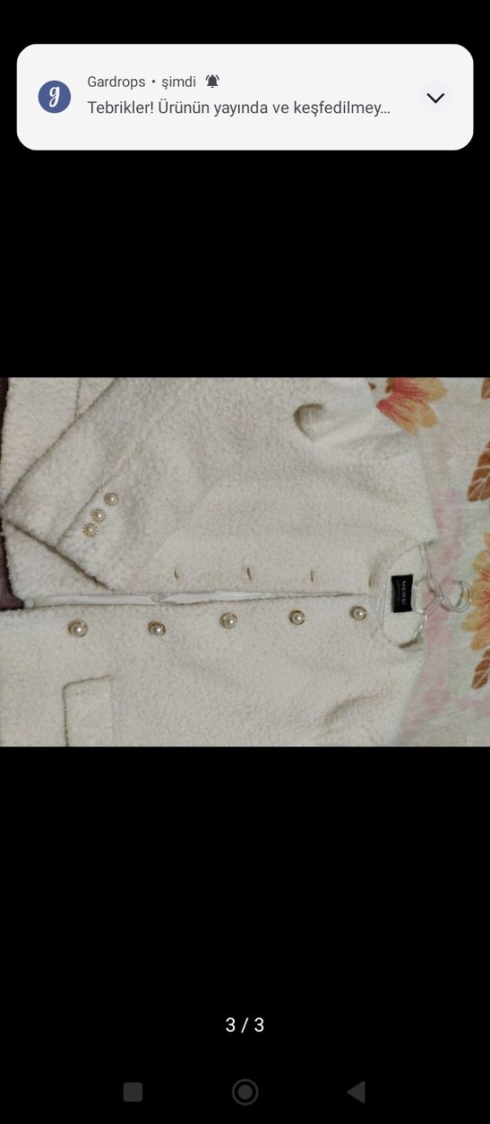 Düğmeli Beyaz Midi Kadın Kaban - Görsel 3