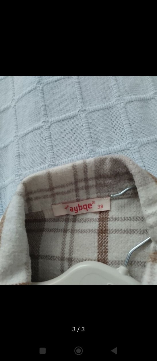 Bej Ekoseli Düğmeli Kadın Gömlek - Görsel 3